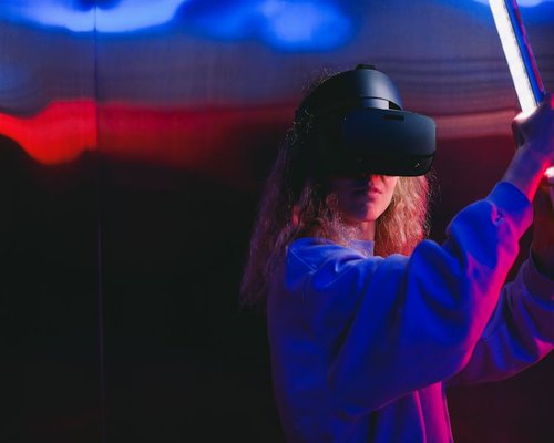 Person experiencing virtual reality headset